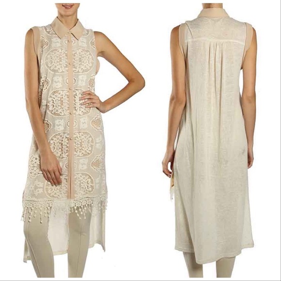 Ryu Handmade Antique Ivory Lace Cardigan Duster - Picture 8 of 9